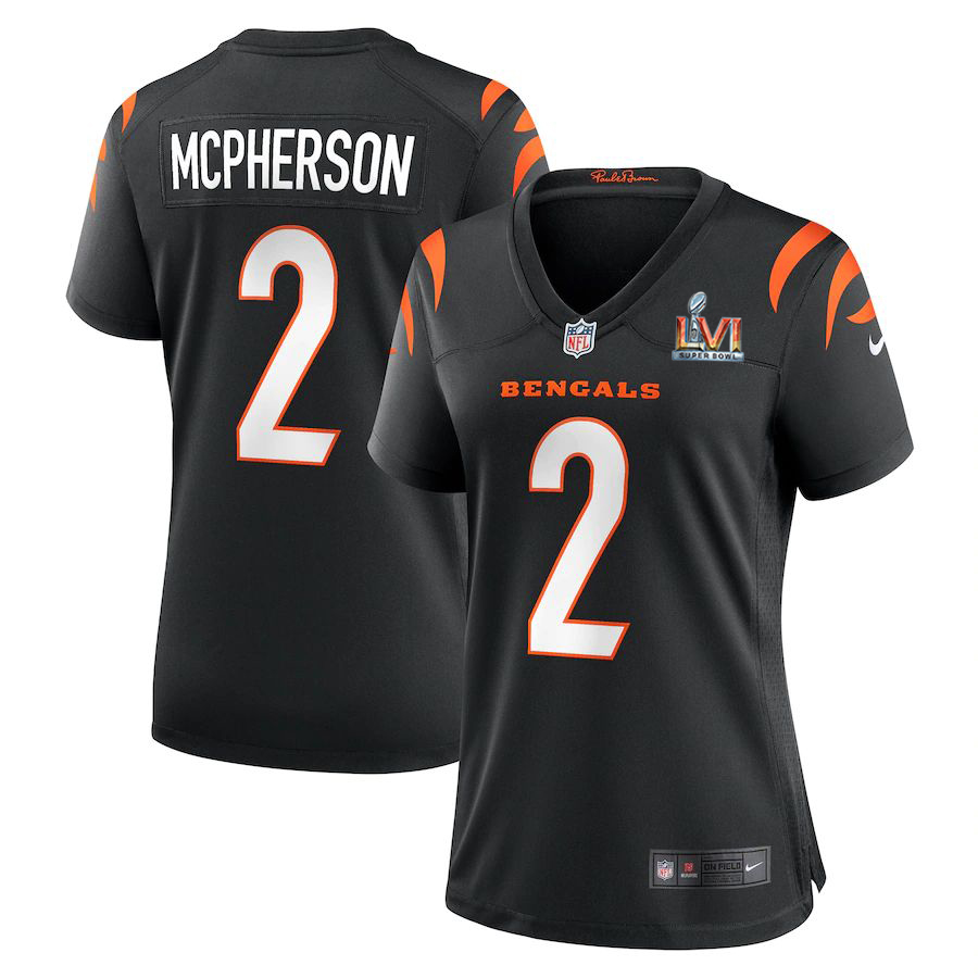 Cincinnati Bengals #2 Evan McPherson White Super Bowl LVI Patch Women’s Game Jersey