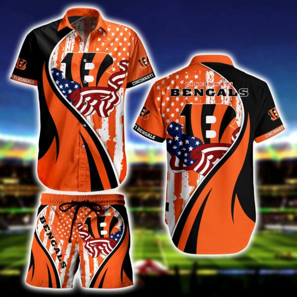 Cincinnati Bengals American Flag Hawaiian Shirt