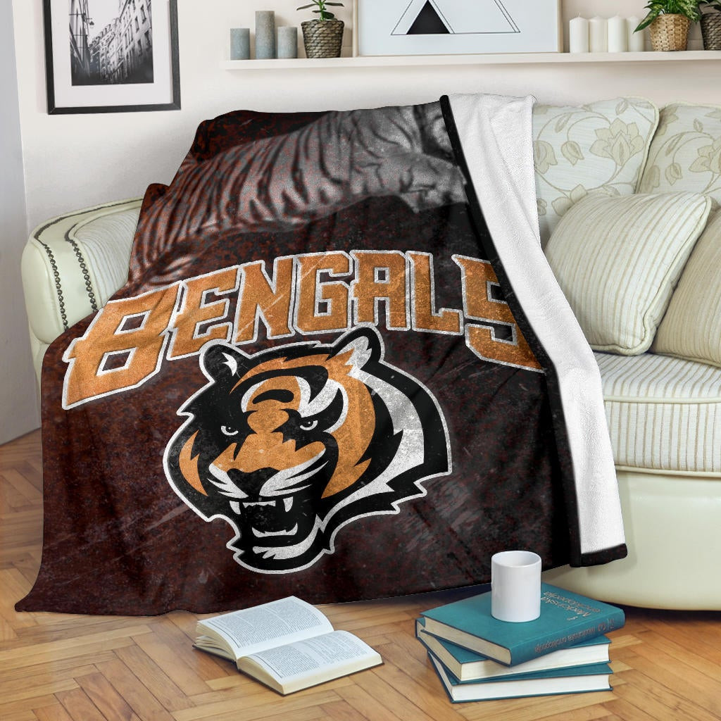 Cincinnati Bengals American Football Bengals Tiger Head Jumping Tiger Underground Fleece Blankets
