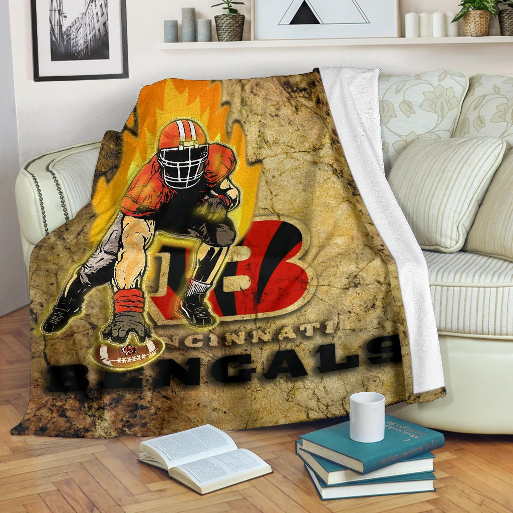 Cincinnati Bengals American Football Team Fleece Blanket Bengals Ready For Flaming Battle Fleece Blankets