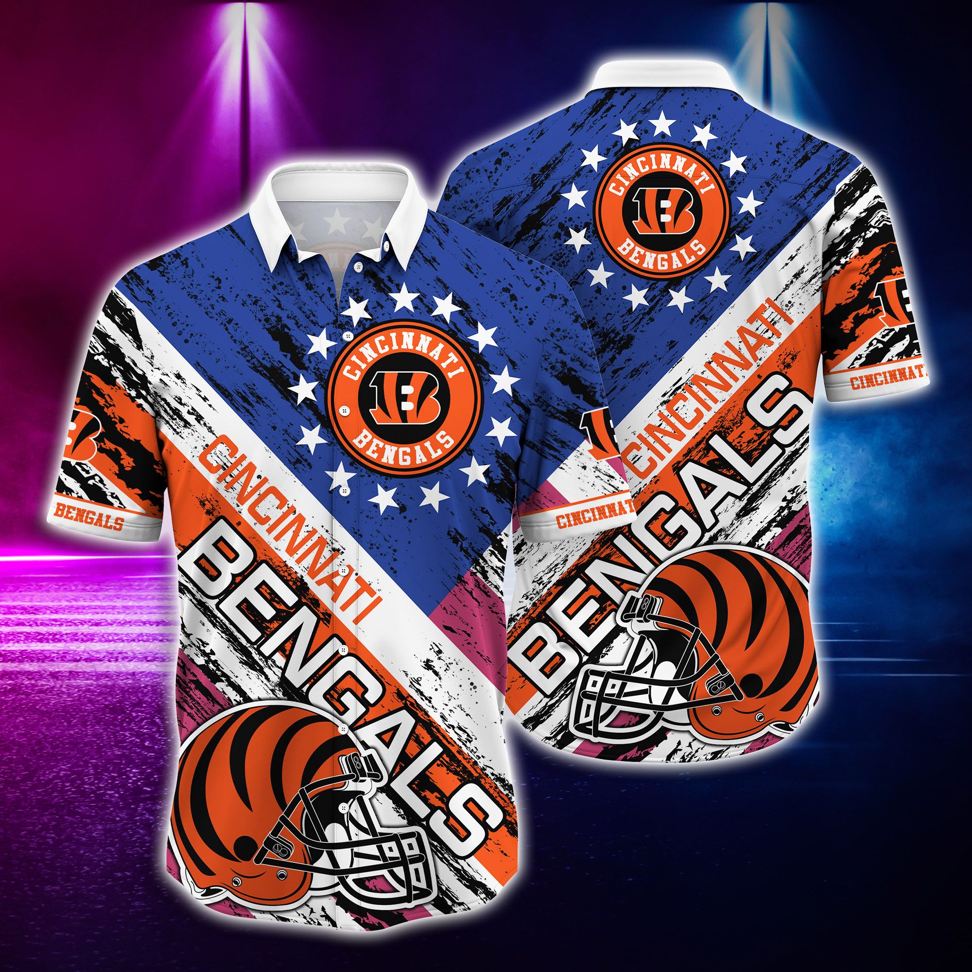 Cincinnati Bengals and rugby helmet Hawaiian Shirt
