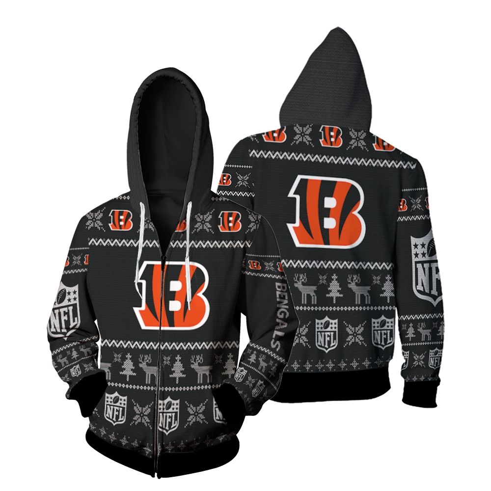 Cincinnati Bengals Christmas 3D Zip Hoodie