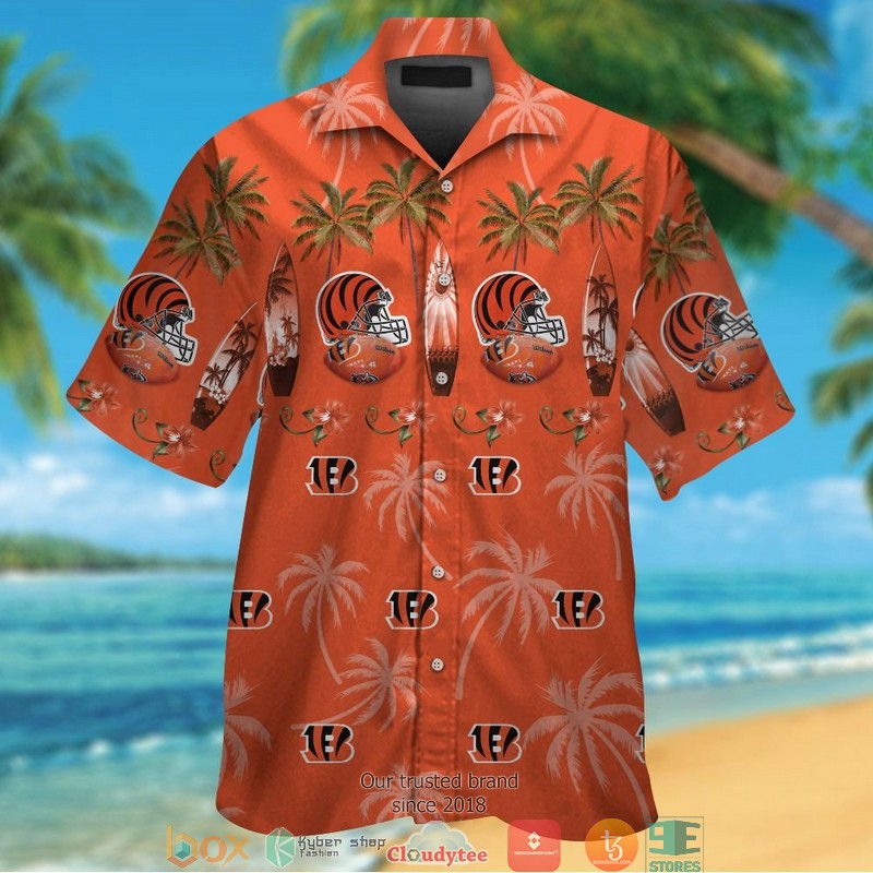 Cincinnati Bengals Coconut pattern Orange Hawaiian Shirt
