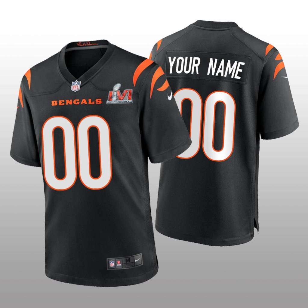 Cincinnati Bengals Custom Black Game Jersey Super Bowl LVI - Men's