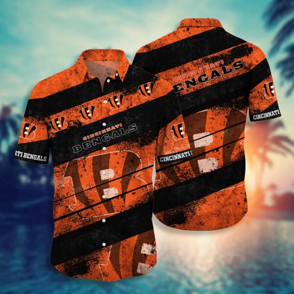 Cincinnati Bengals Distressed Hawaiian Shirt
