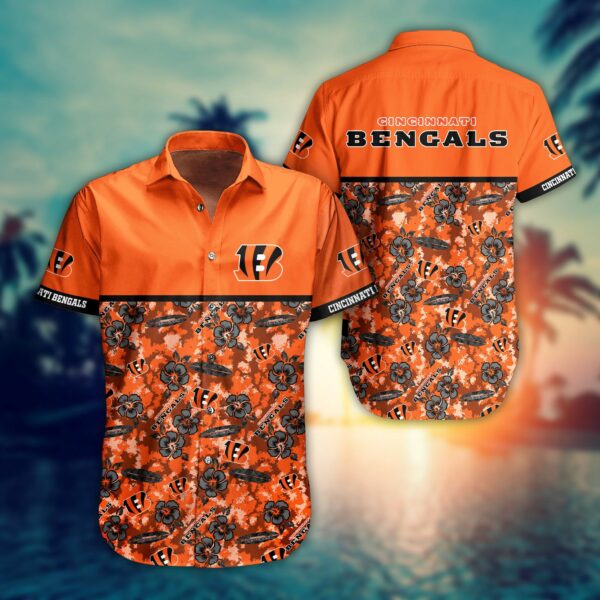 Cincinnati Bengals Flower and Surf Board Hawaiian Shirt