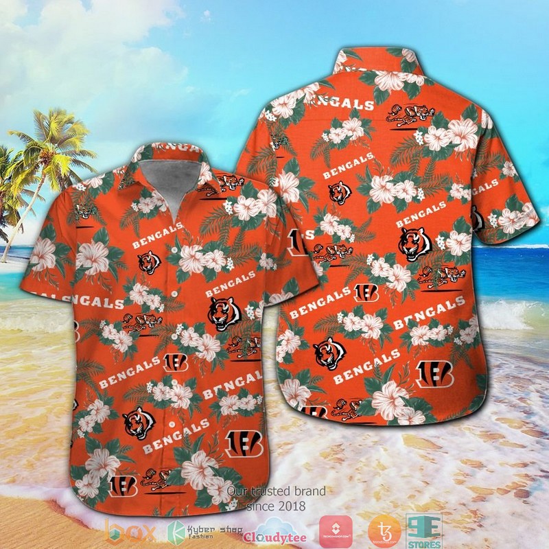 Cincinnati Bengals Hibiscus Orange Hawaiian Shirt