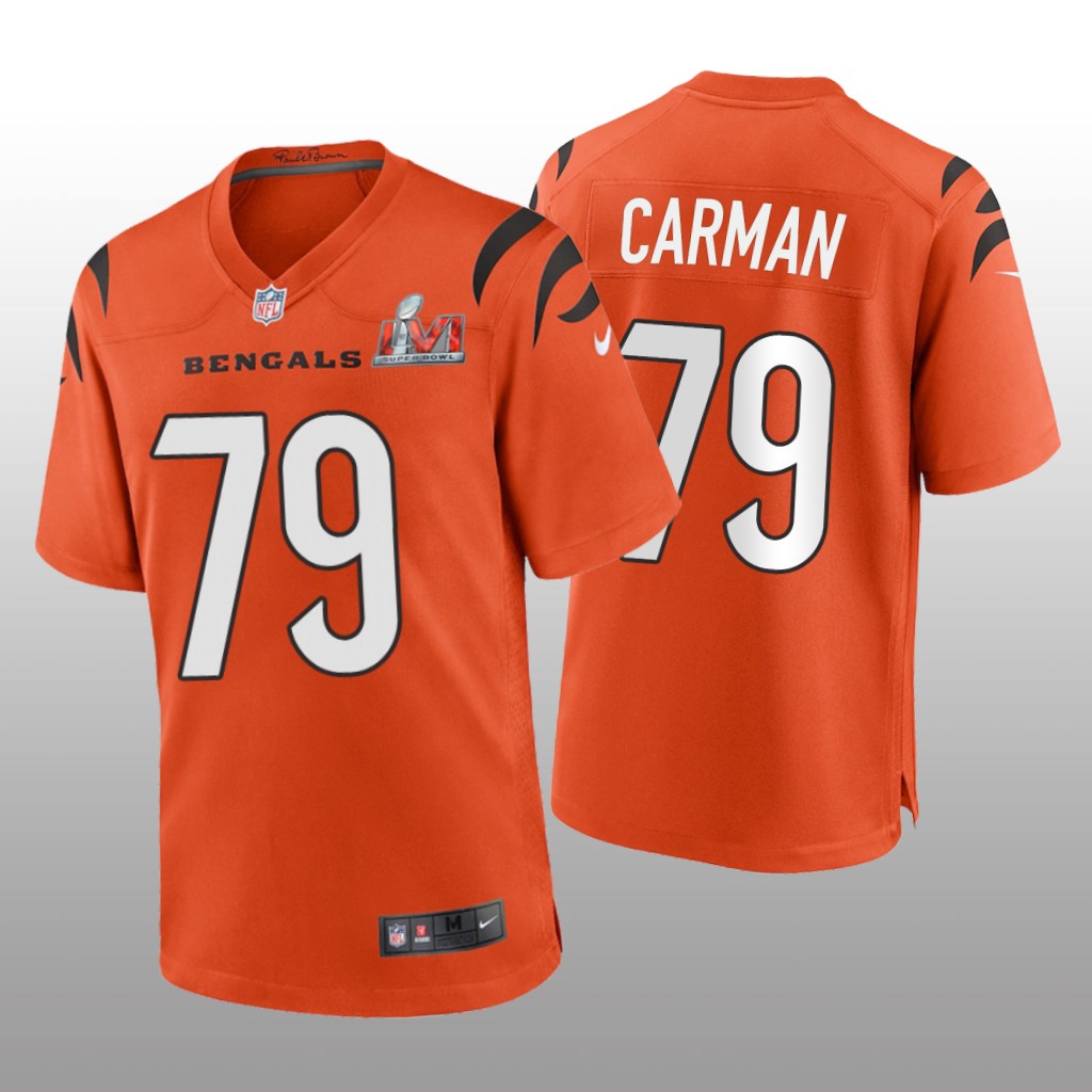 Cincinnati Bengals Jackson Carman Orange Game Jersey Super Bowl LVI - Men's