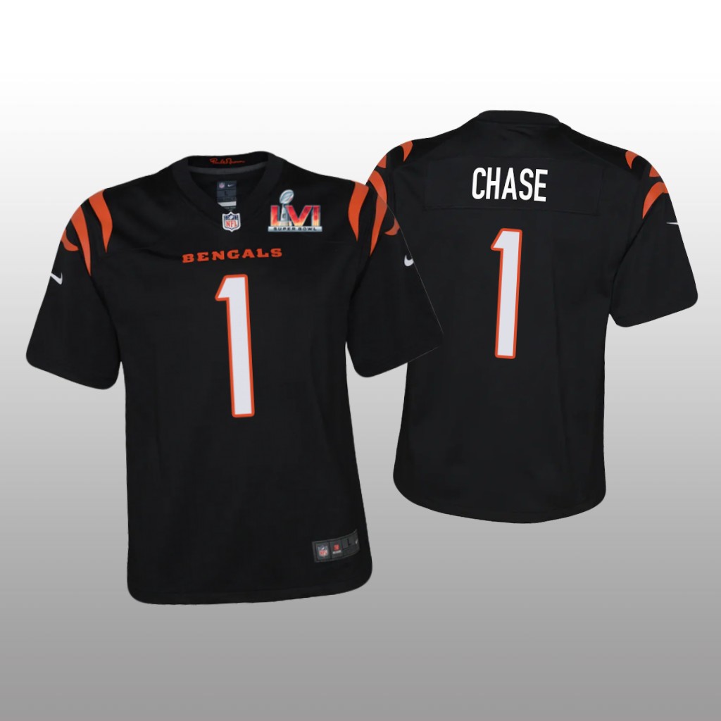 Cincinnati Bengals Ja'Marr Chase Black Game Jersey Super Bowl LVI - Youth