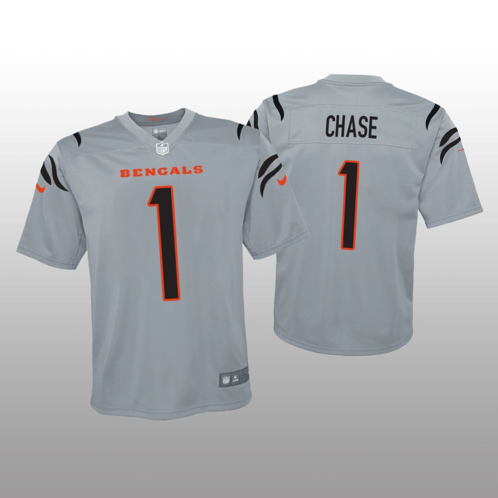 Cincinnati Bengals Ja'Marr Chase Gray Jersey Inverted Game - Youth