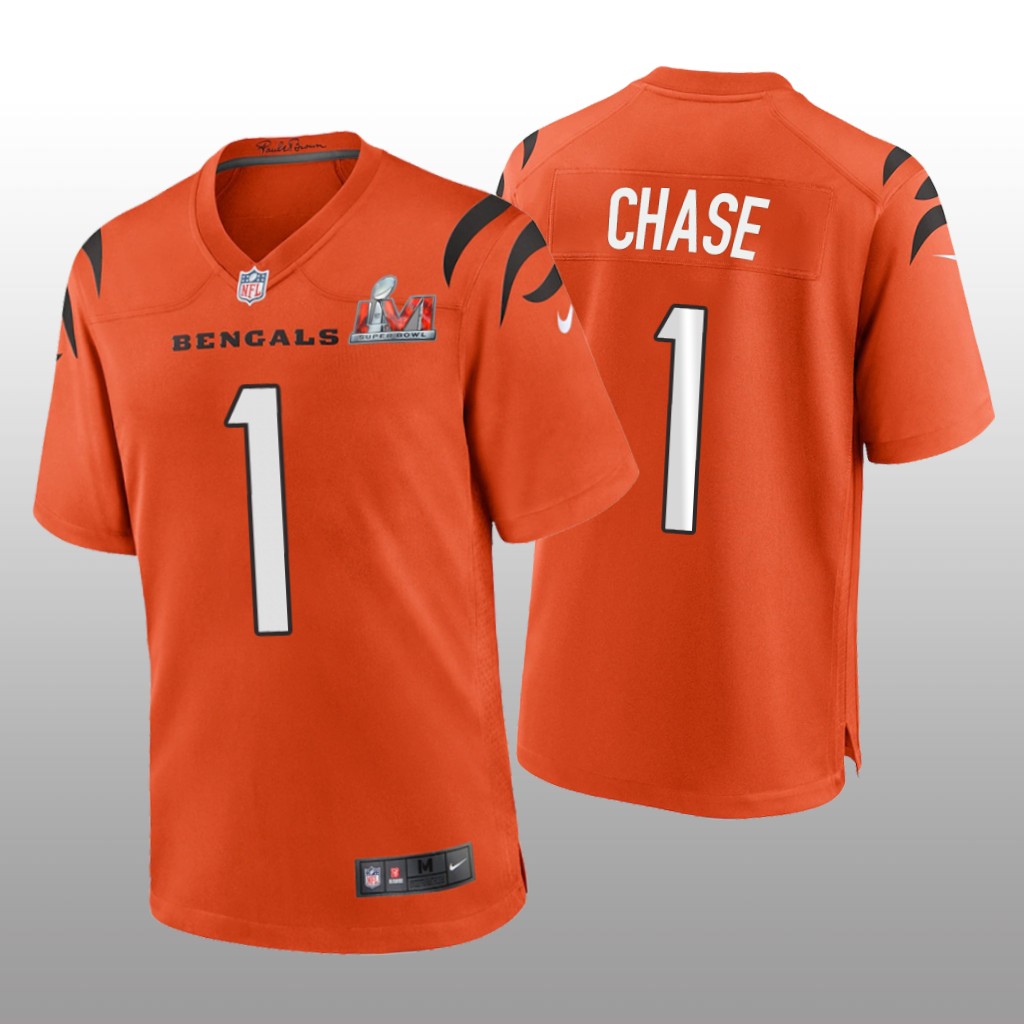 Cincinnati Bengals Ja'Marr Chase Orange Game Jersey Super Bowl LVI - Men's