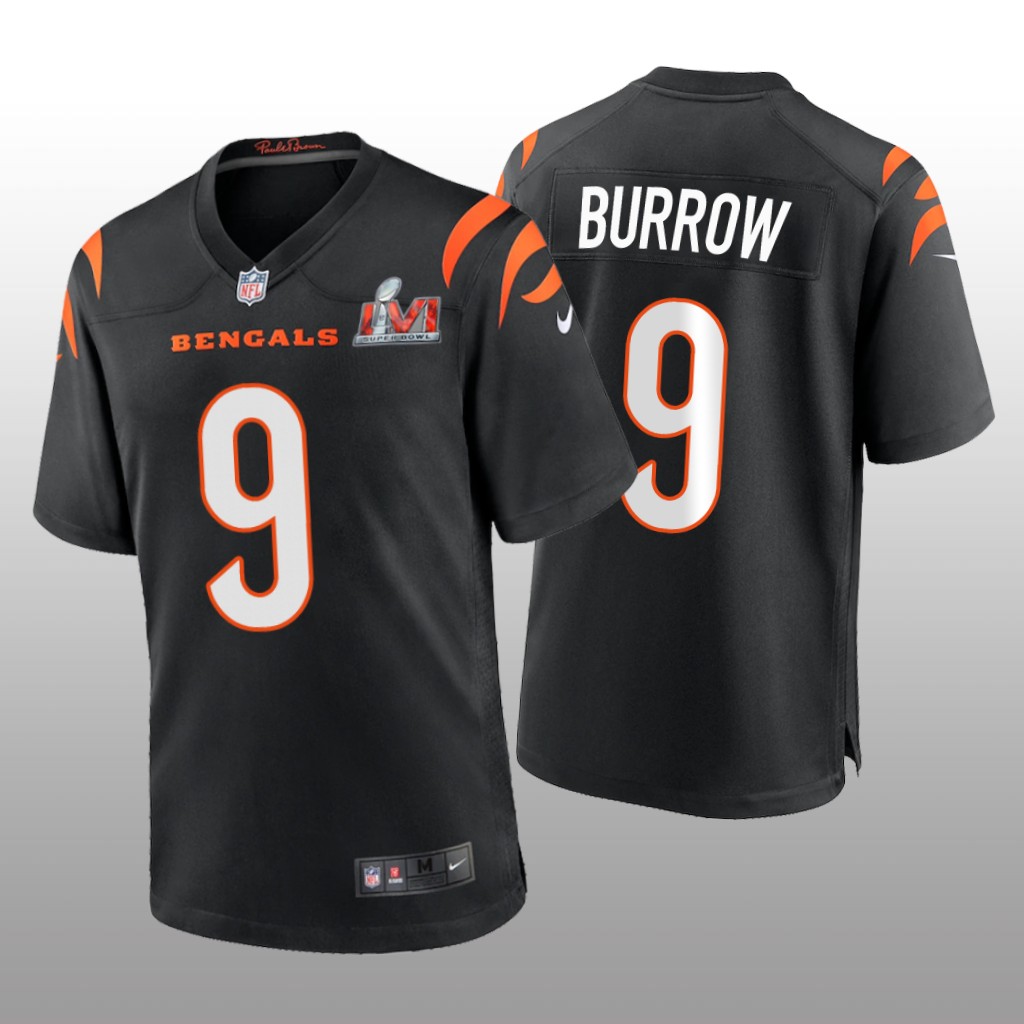 Cincinnati Bengals Joe Burrow Black Game Jersey Super Bowl LVI - Men's