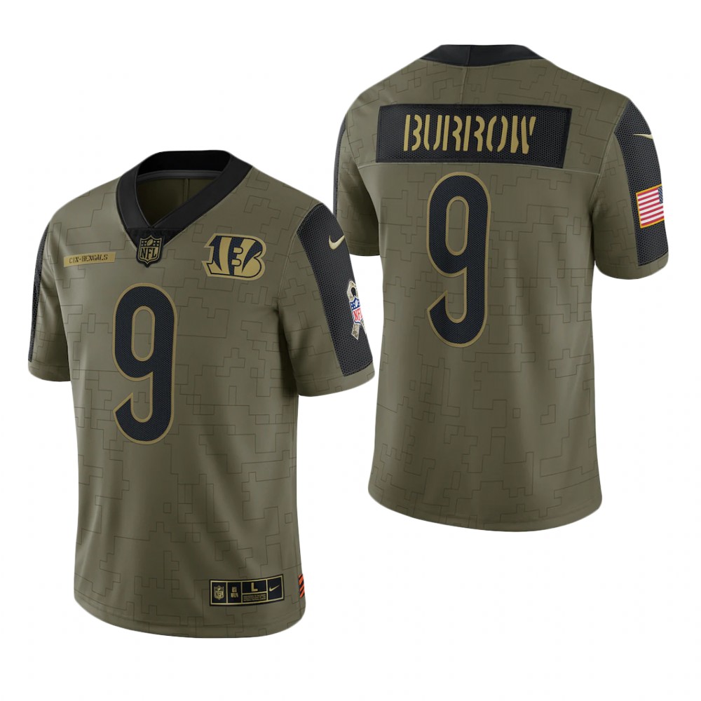 Cincinnati Bengals Joe Burrow Olive Limited Jersey 2021 Salute To Service - Men's