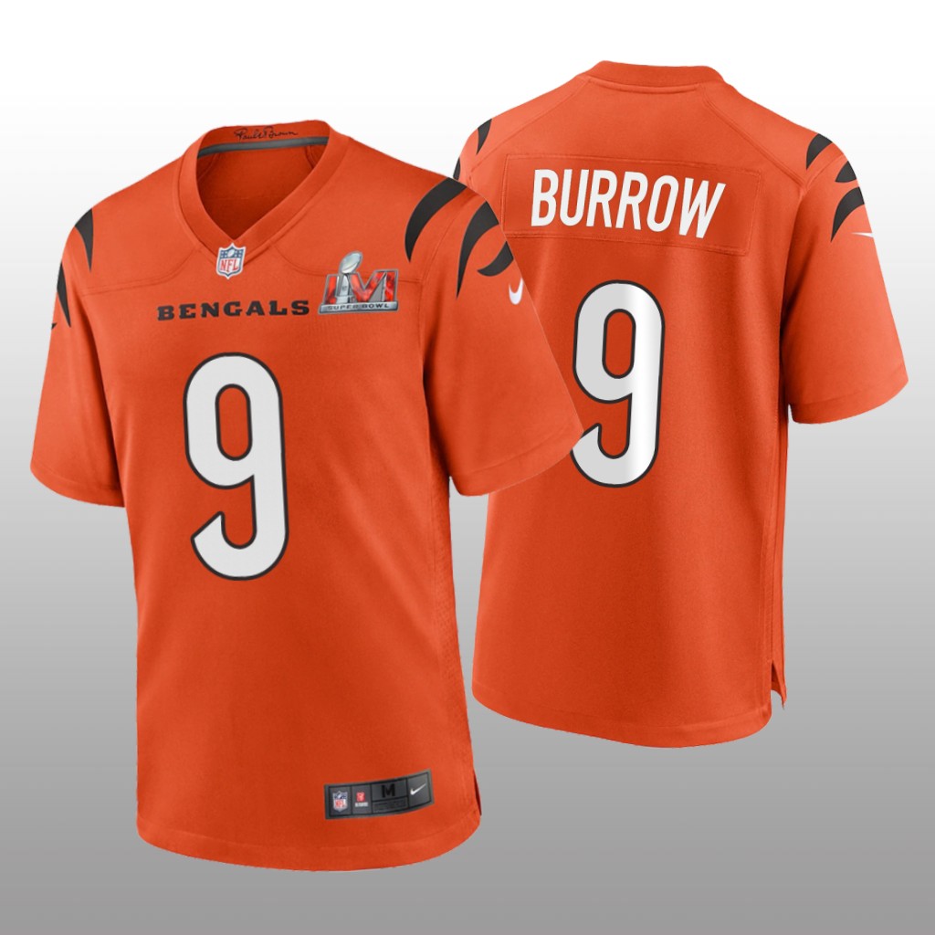 Cincinnati Bengals Joe Burrow Orange Game Jersey Super Bowl LVI - Men's