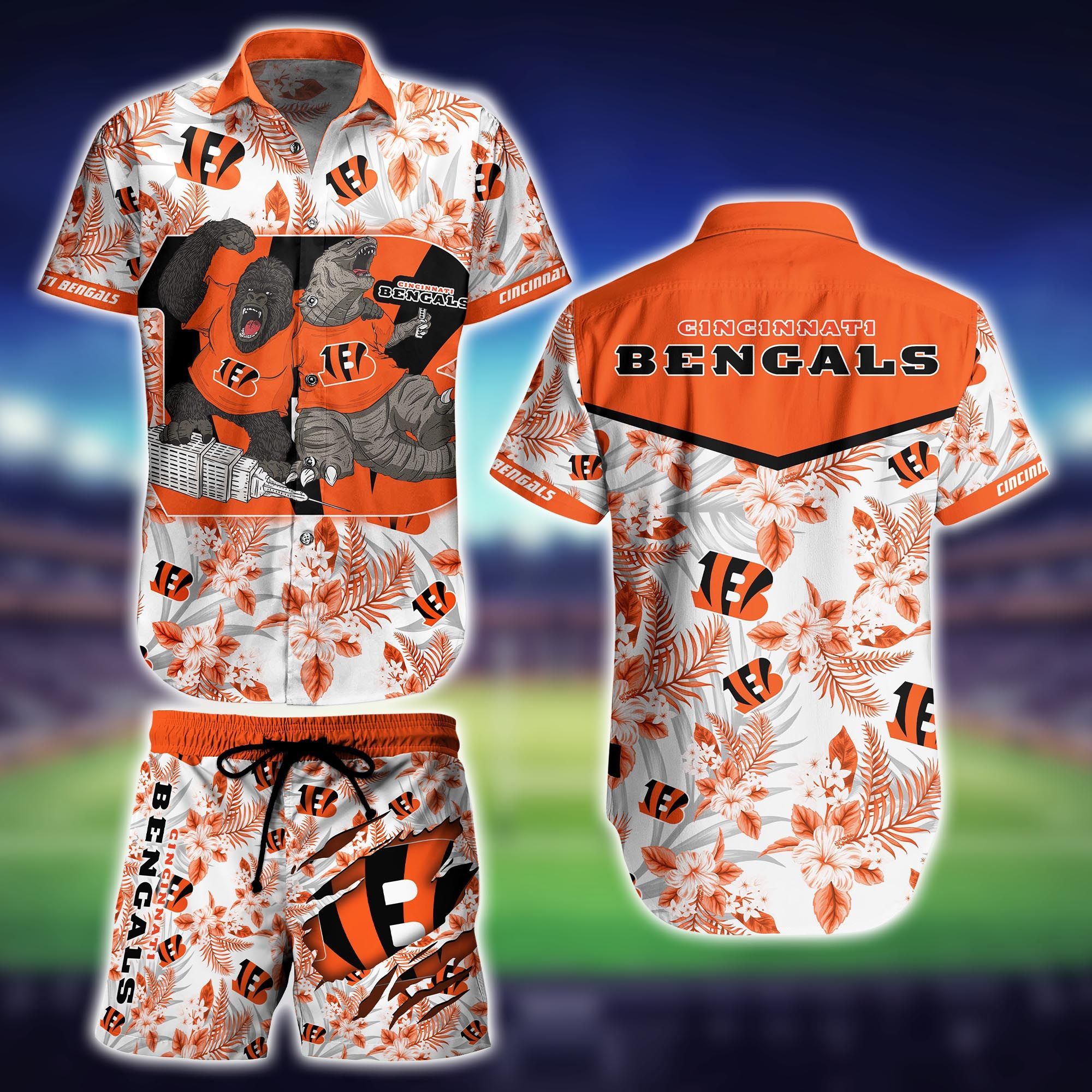 Cincinnati Bengals Kingkong Godzilla Hawaiian Shirt