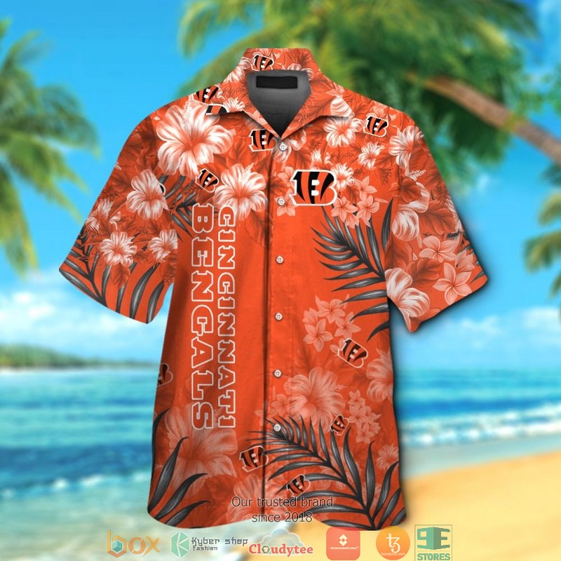 Cincinnati Bengals leaf hibiscus orange Hawaiian Shirt