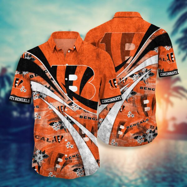 Cincinnati Bengals Logo and Flower Summer Hawaiian Shirt