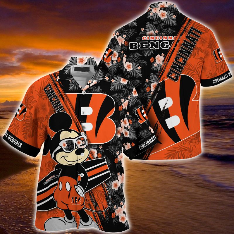 Cincinnati Bengals NFL Summer – Hawaii Shirt For This Season – Gift For Sport Lovers Mickey And Floral Pattern