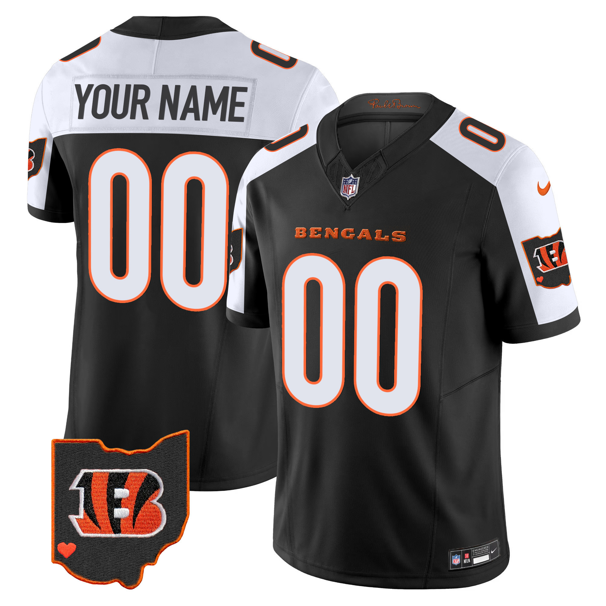 Cincinnati Bengals Ohio Patch Vapor Limited Custom Alternate Jersey - All Stitched 