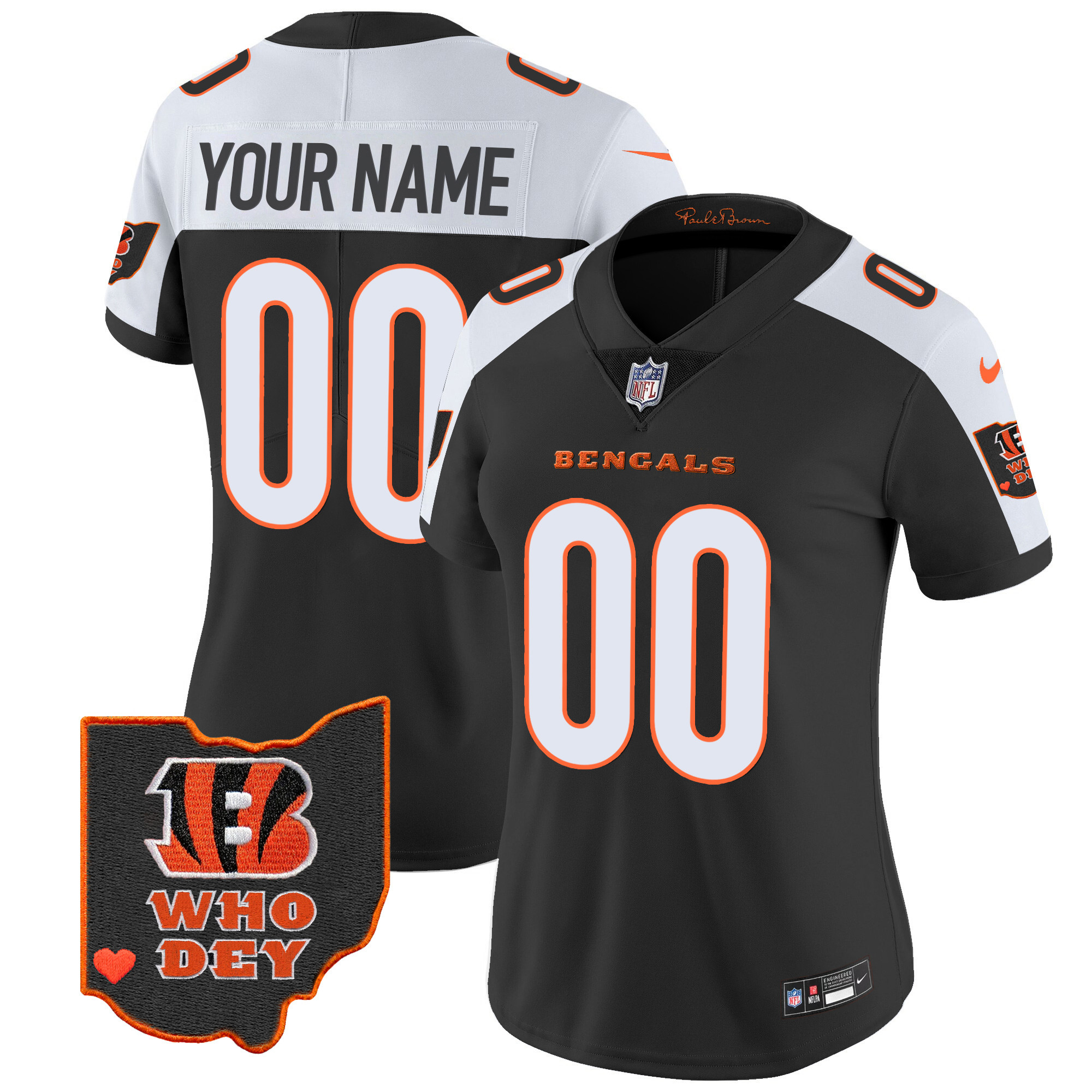 Cincinnati Bengals Ohio Patch Vapor Limited Custom Alternate Jersey - All Stitched 