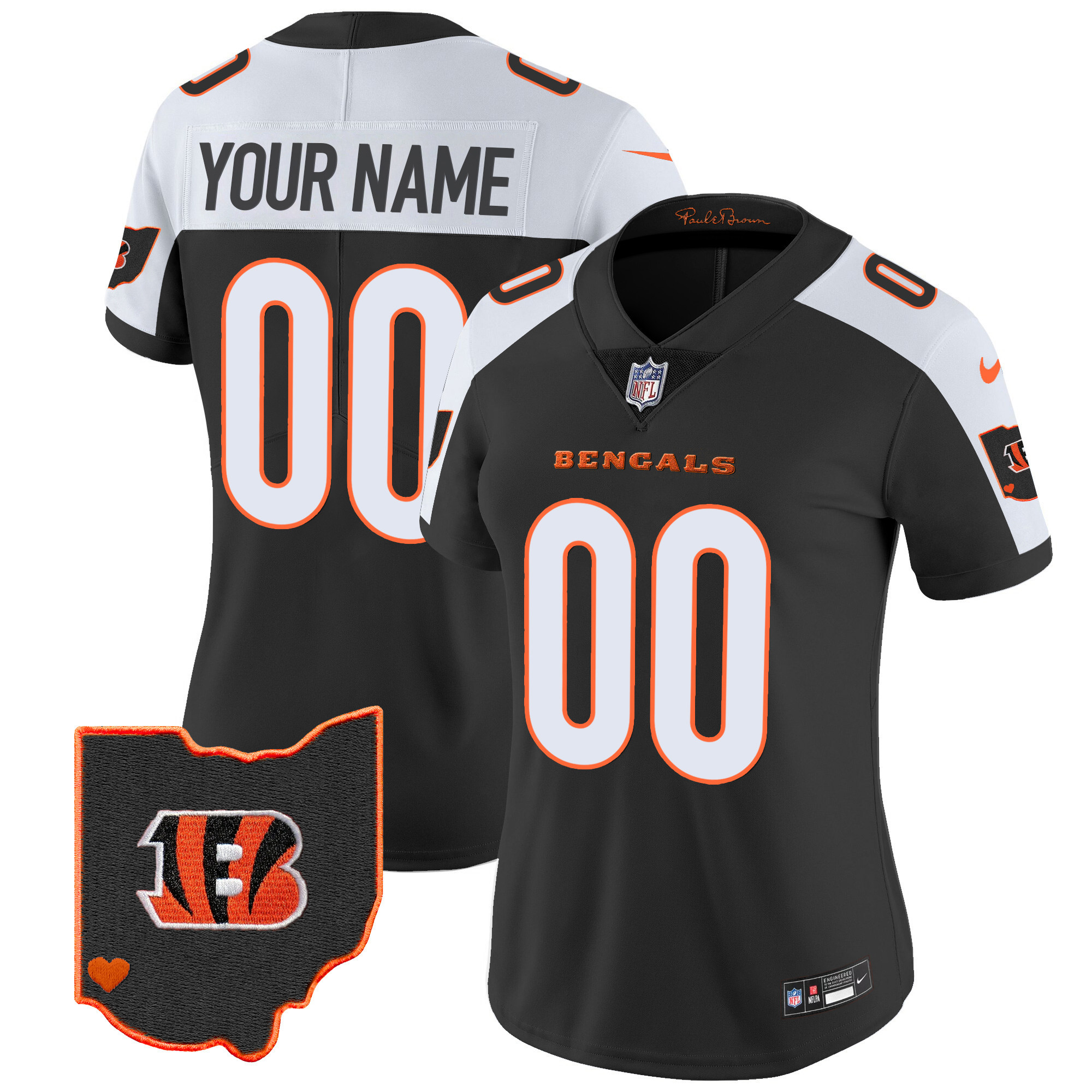 Cincinnati Bengals Ohio Patch Vapor Limited Custom Alternate Jersey - All Stitched 
