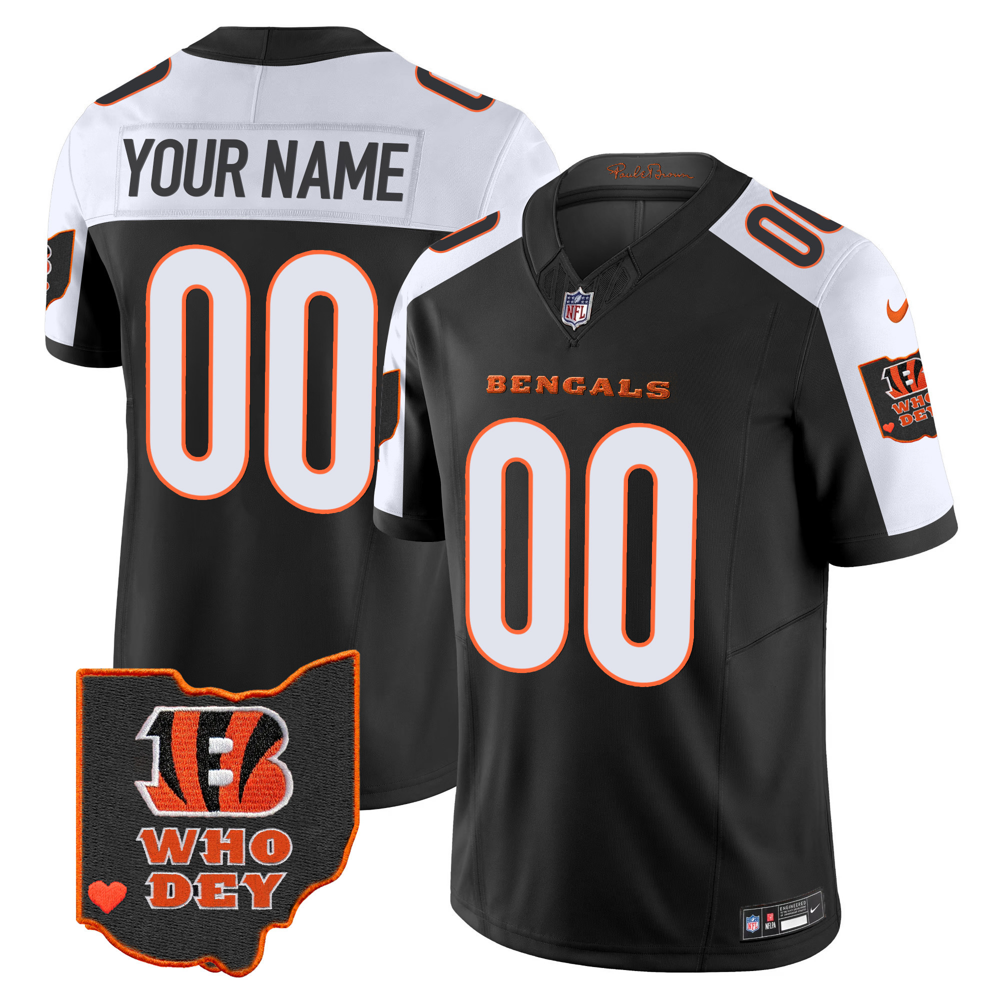 Cincinnati Bengals Ohio Patch Vapor Limited Custom Alternate Jersey - All Stitched 