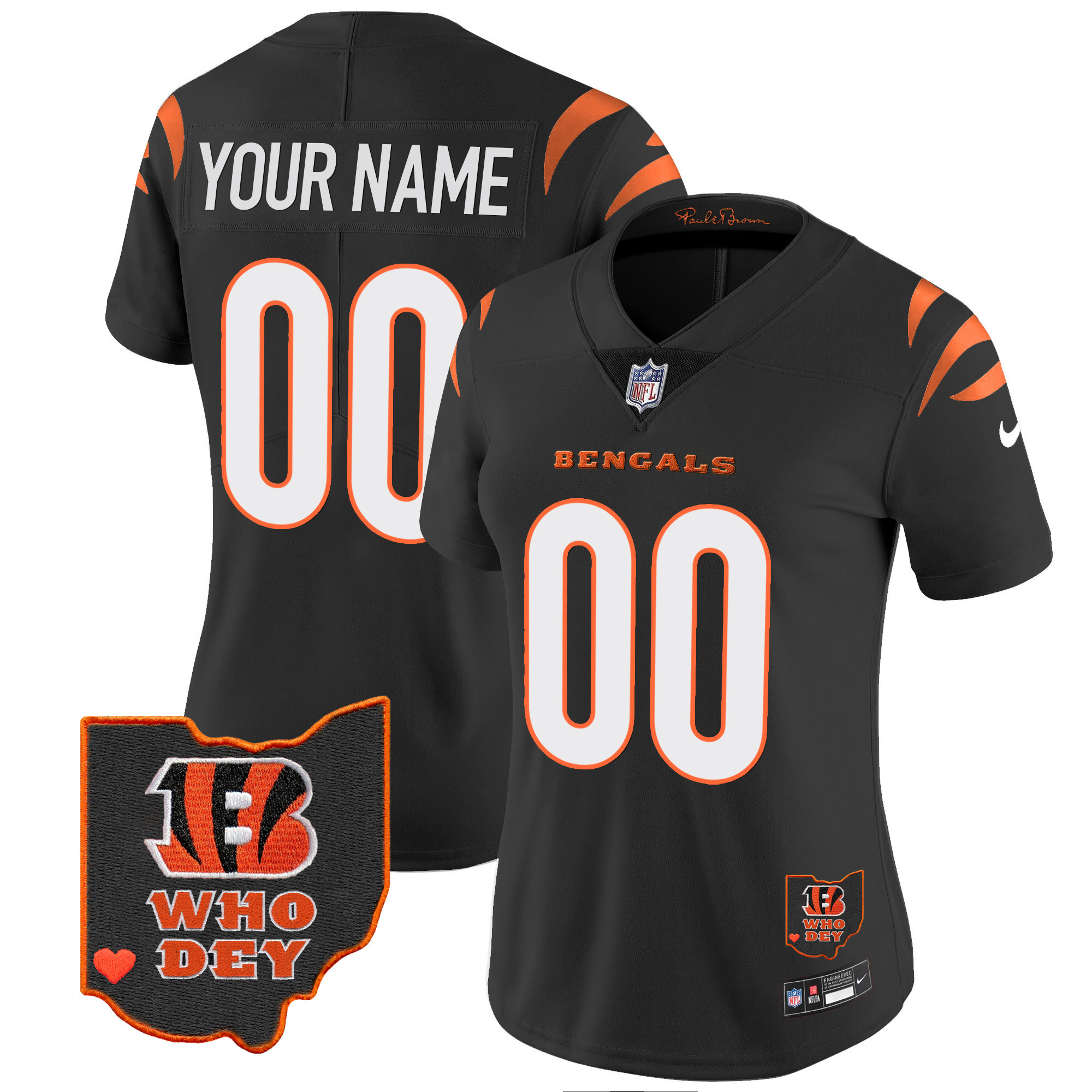Cincinnati Bengals Ohio Patch Vapor Limited Custom Black Jersey - All Stitched 