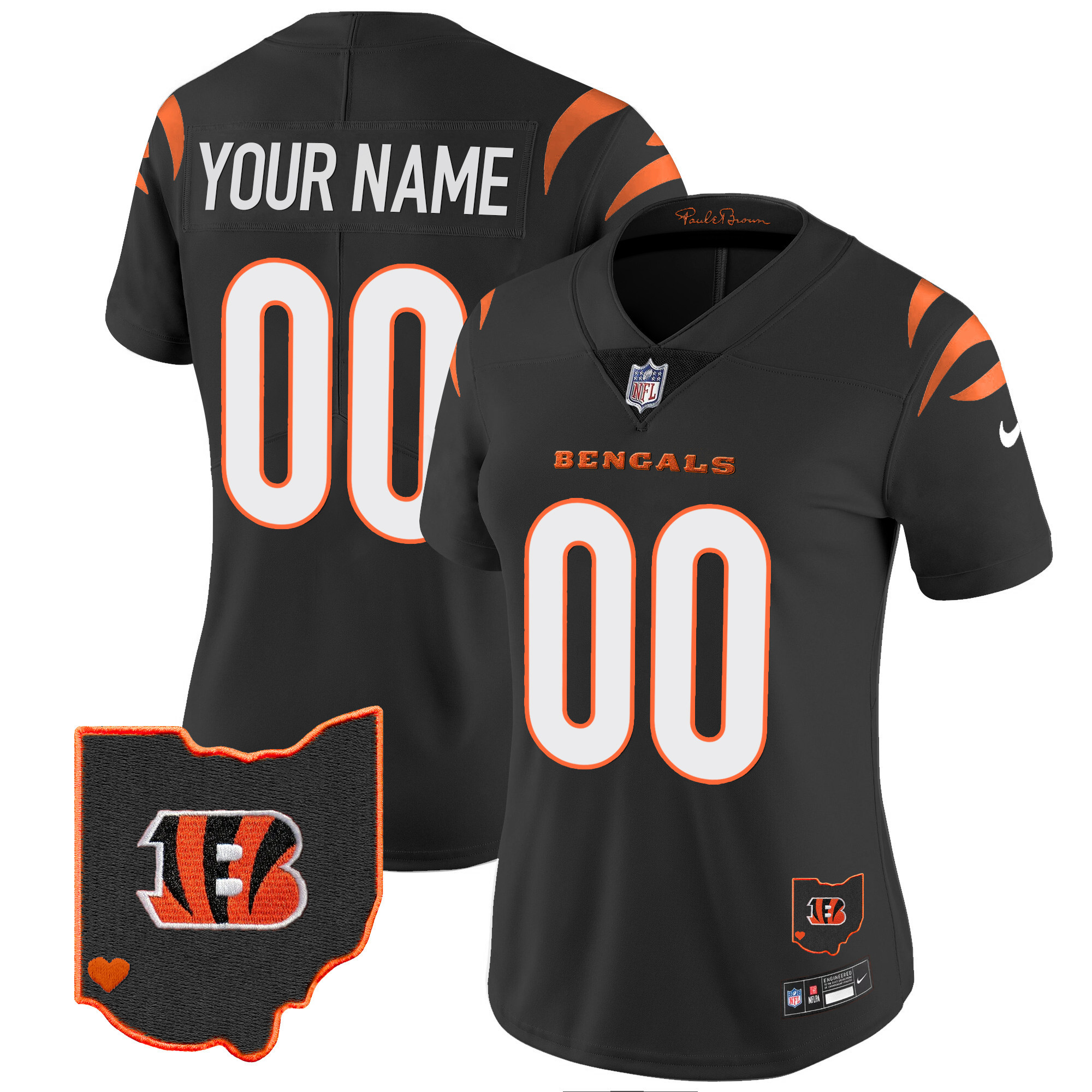 Cincinnati Bengals Ohio Patch Vapor Limited Custom Black Jersey - All Stitched 