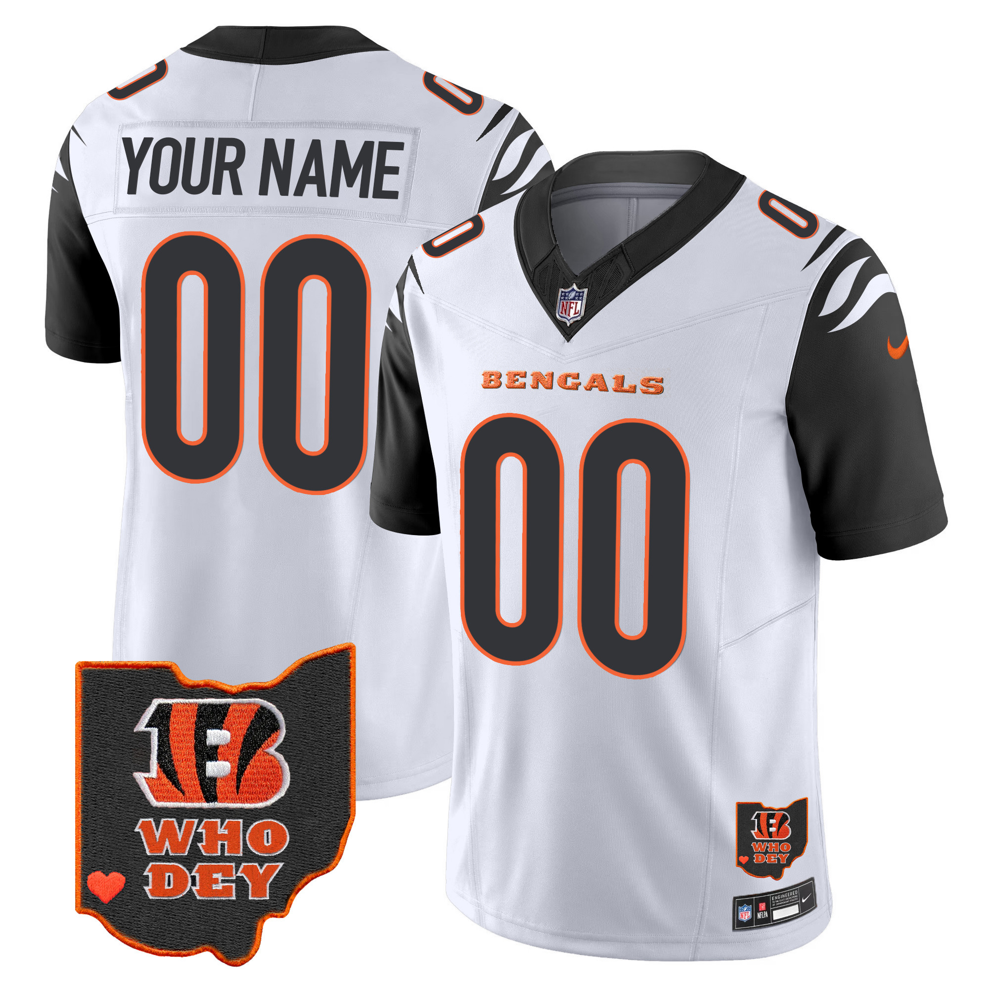 Cincinnati Bengals Ohio Patch Vapor Limited Custom Color Rush Jersey - All Stitched 