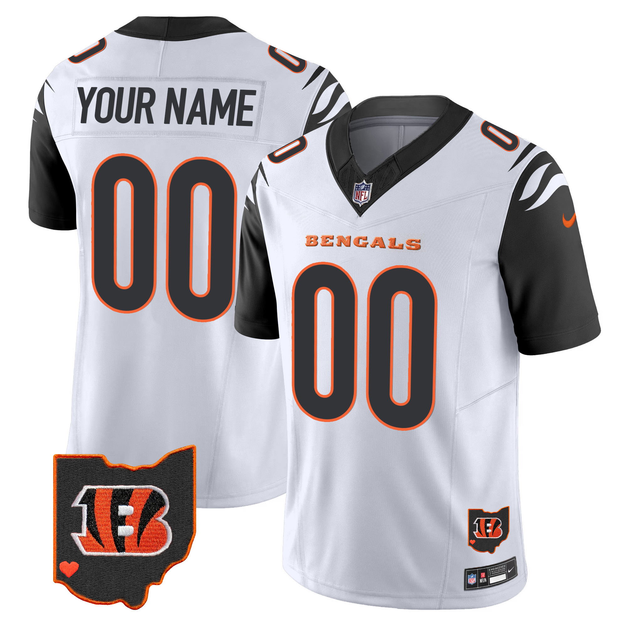 Cincinnati Bengals Ohio Patch Vapor Limited Custom Color Rush Jersey - All Stitched 