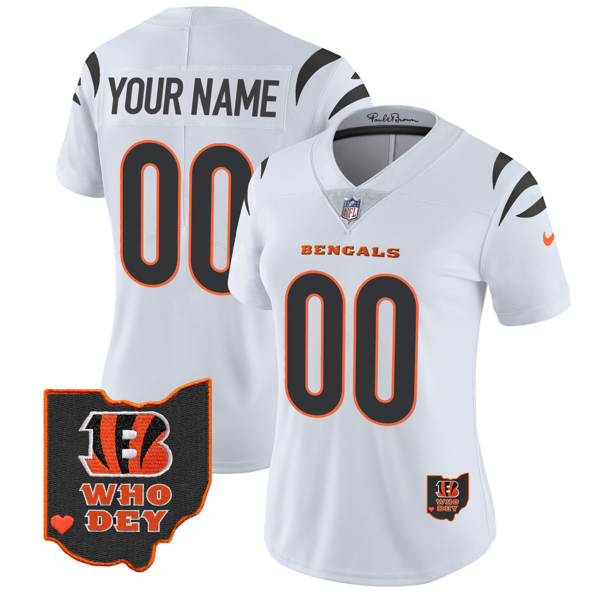 Cincinnati Bengals Ohio Patch Vapor Limited Custom White Jersey - All Stitched 