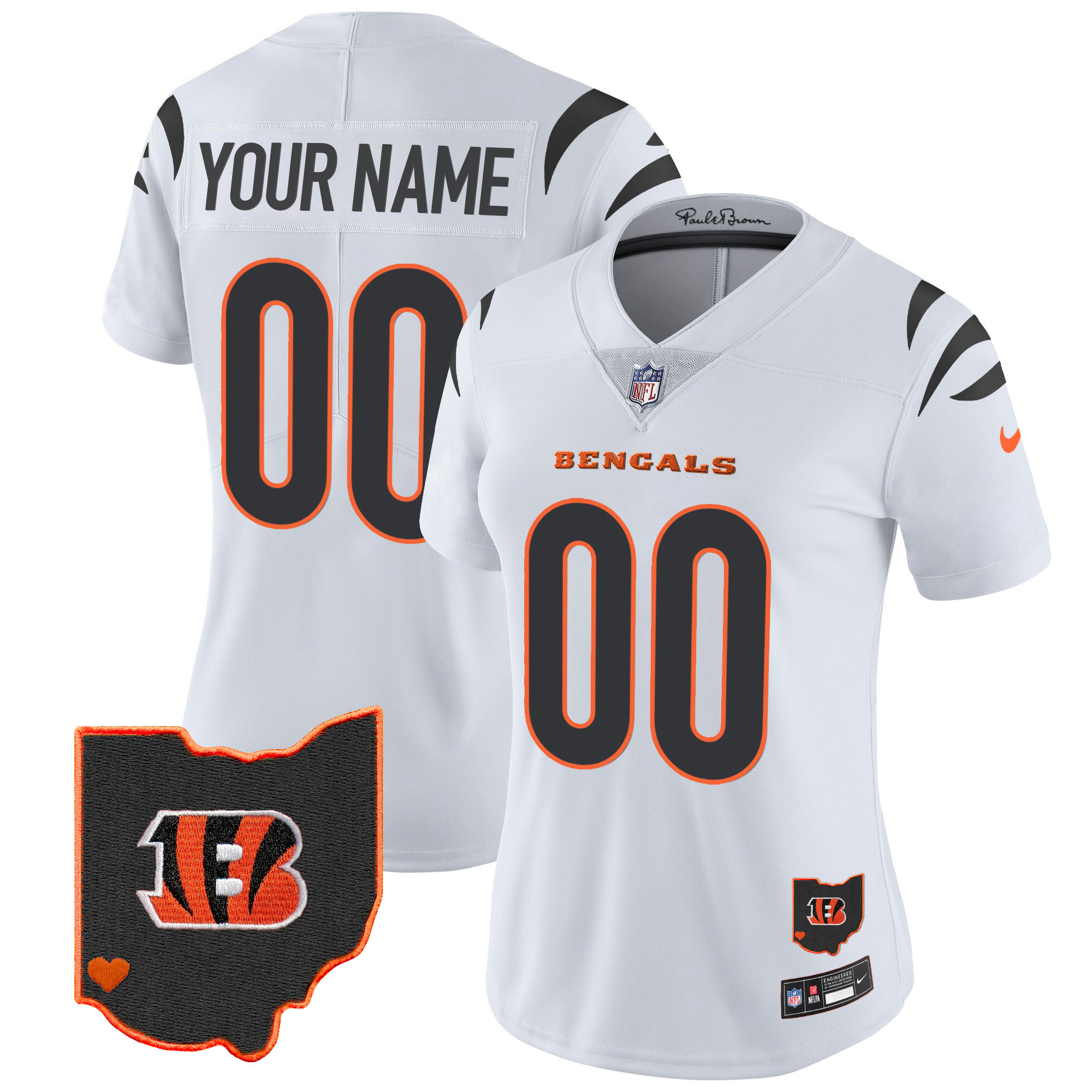 Cincinnati Bengals Ohio Patch Vapor Limited Custom White Jersey - All Stitched 