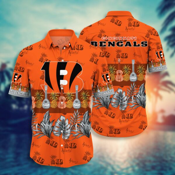 Cincinnati Bengals Pinneapple and Guitar Summer Hawaiian Shirt