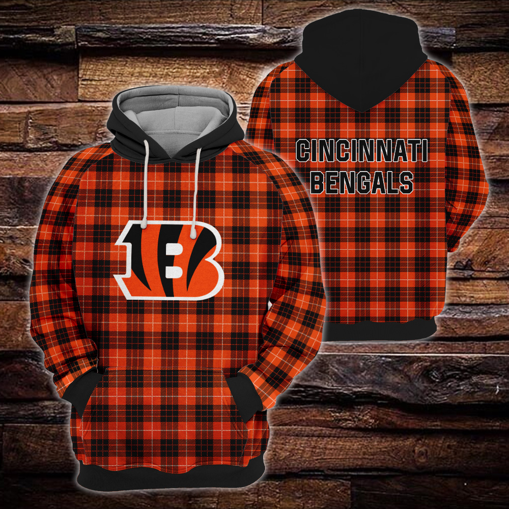 Cincinnati Bengals Plaid Hoodie 3D Gift For Fans