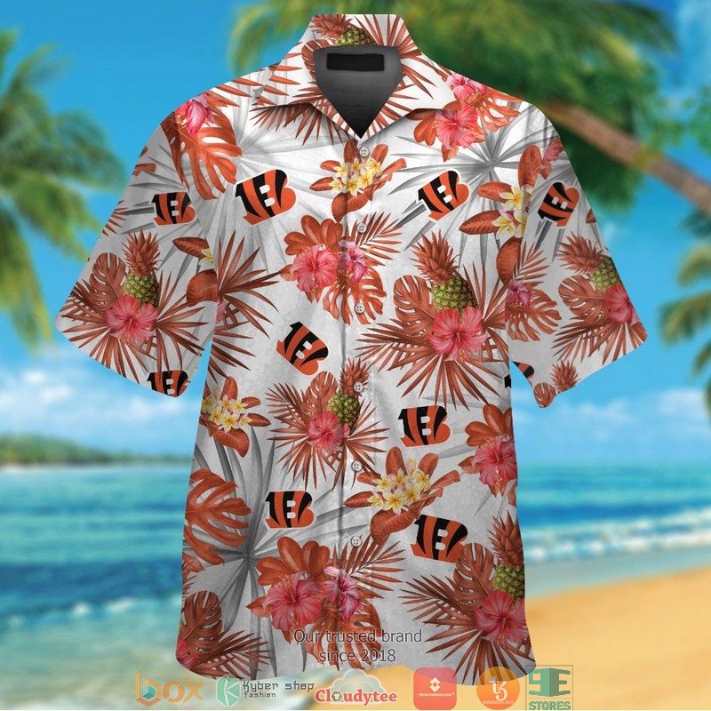 Cincinnati Bengals Red hibiscus pineapple Hawaiian Shirt