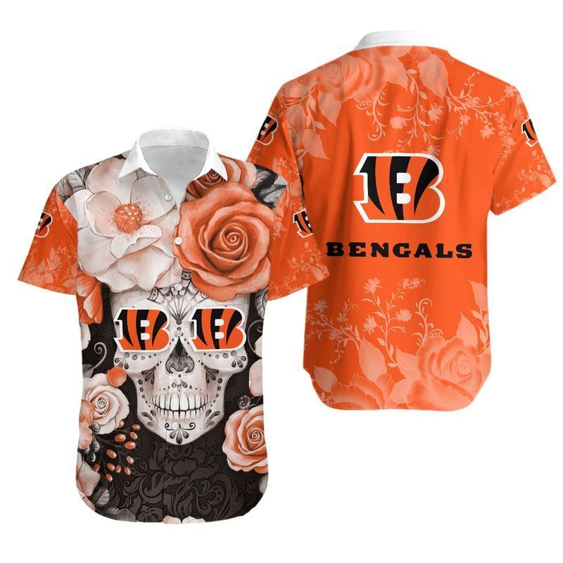 Cincinnati Bengals Skull2 Hawaiian Shirt