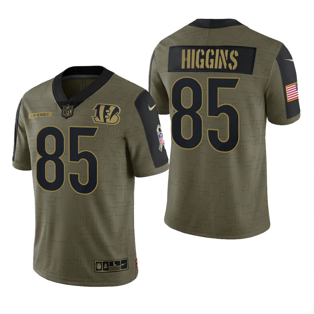 Cincinnati Bengals Tee Higgins Olive Limited Jersey 2021 Salute To Service - Men's