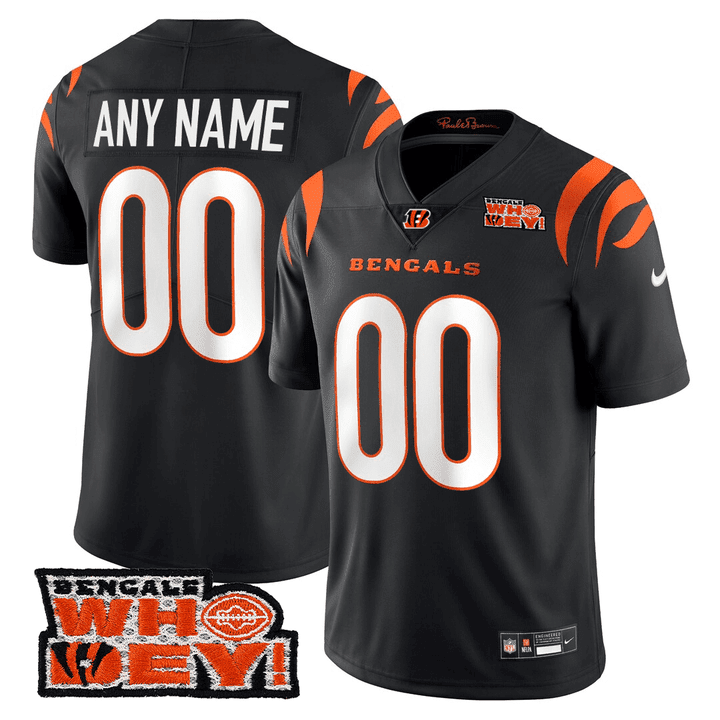 Cincinnati Bengals Who Dey Patch Custom Black Jersey - All Stitched 