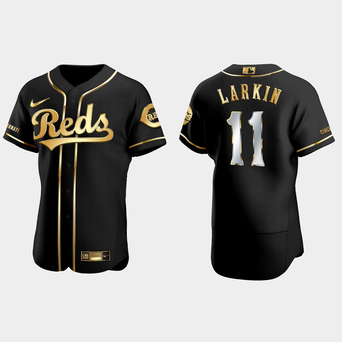 Cincinnati Reds #11 Barry Larkin Golden Edition Jersey – Black