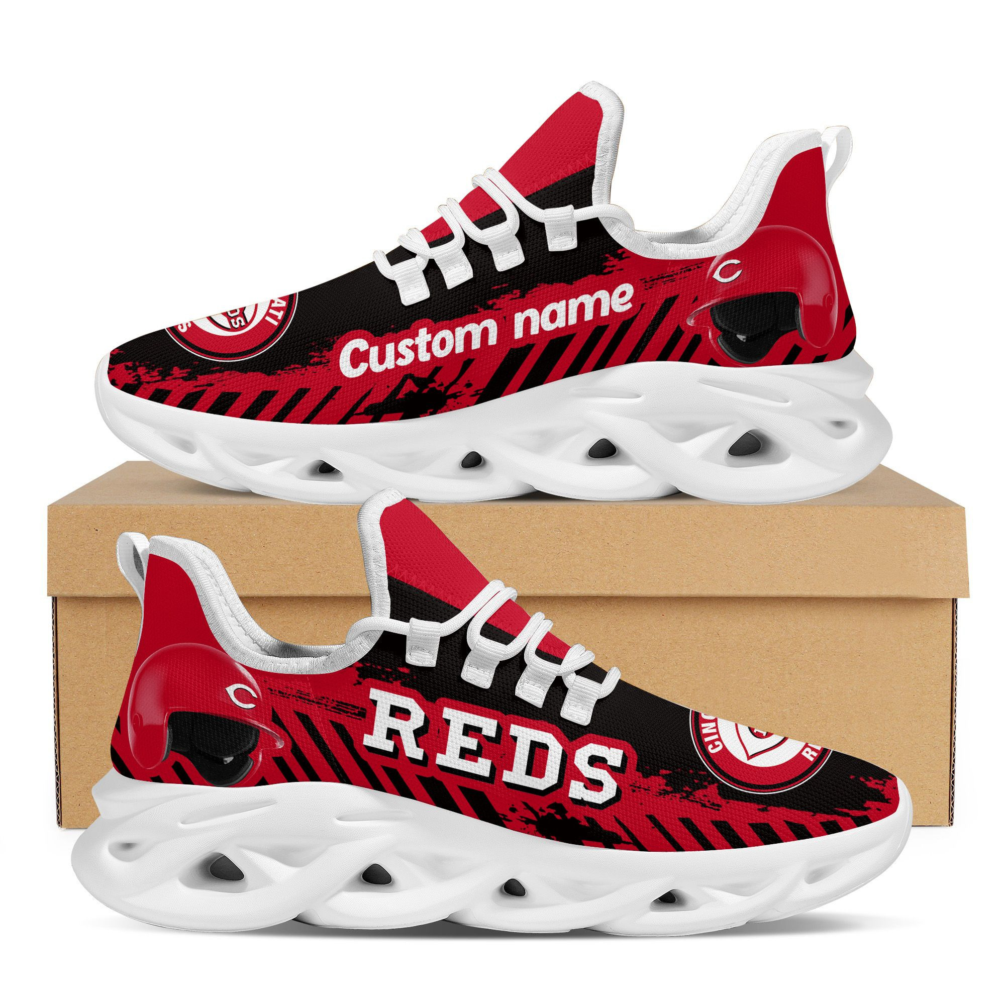 Cincinnati Reds  Baseball Team Helmet Custom Name Personalized Men And Women Max Soul Sneakers Shoes For Fans