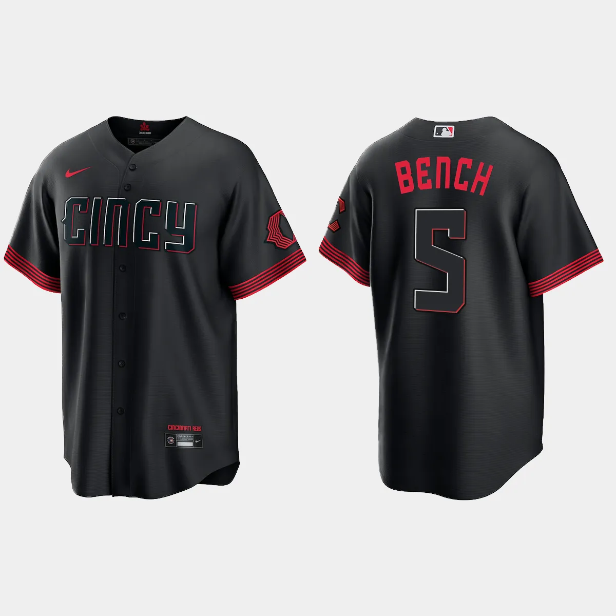 Cincinnati Reds Johnny Bench 2023 City Connect Jersey - Black