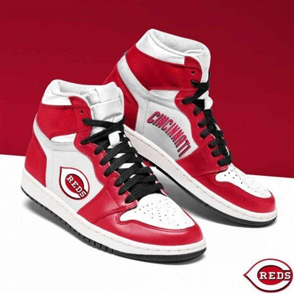 Cincinnati Reds MLB baseball Fashion Sneakers Basketball Shoes Leather High Top Air Jordan Sneaker, Air Jordan Hightop