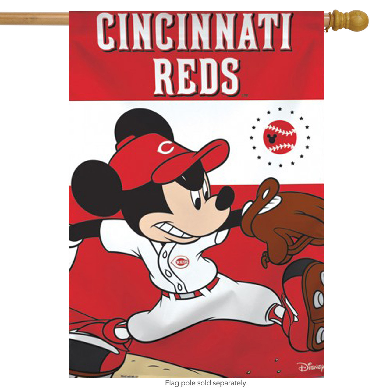 Cincinnati Reds MLB Mickey Mouse Baseball Garden Flag, House Flag