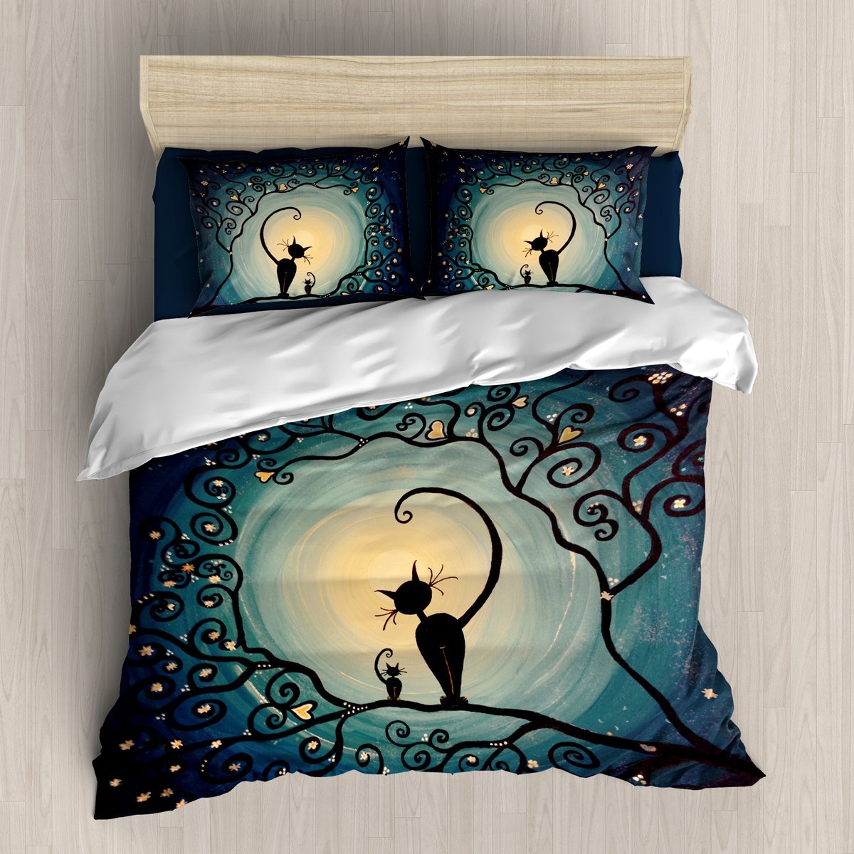 Circle Cat 3D Customized Duvet Cover Bedding Set