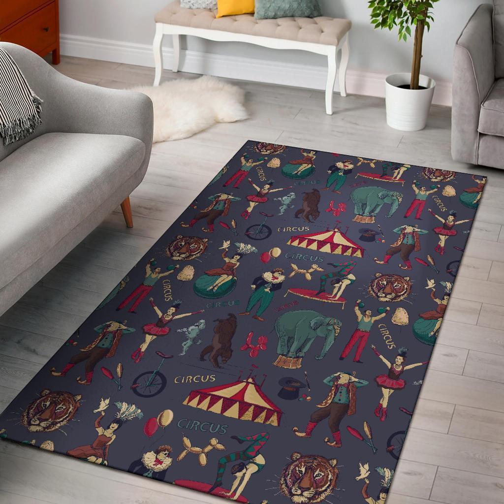 Circus Print Pattern Area Limited Edition Rectangle Rug