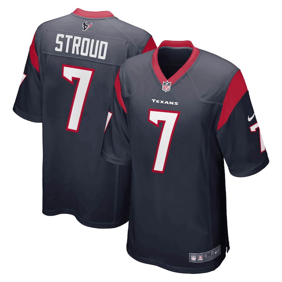 CJ Stroud Houston Texans Draft First Round Pick Game Navy Jersey - All Stitched 