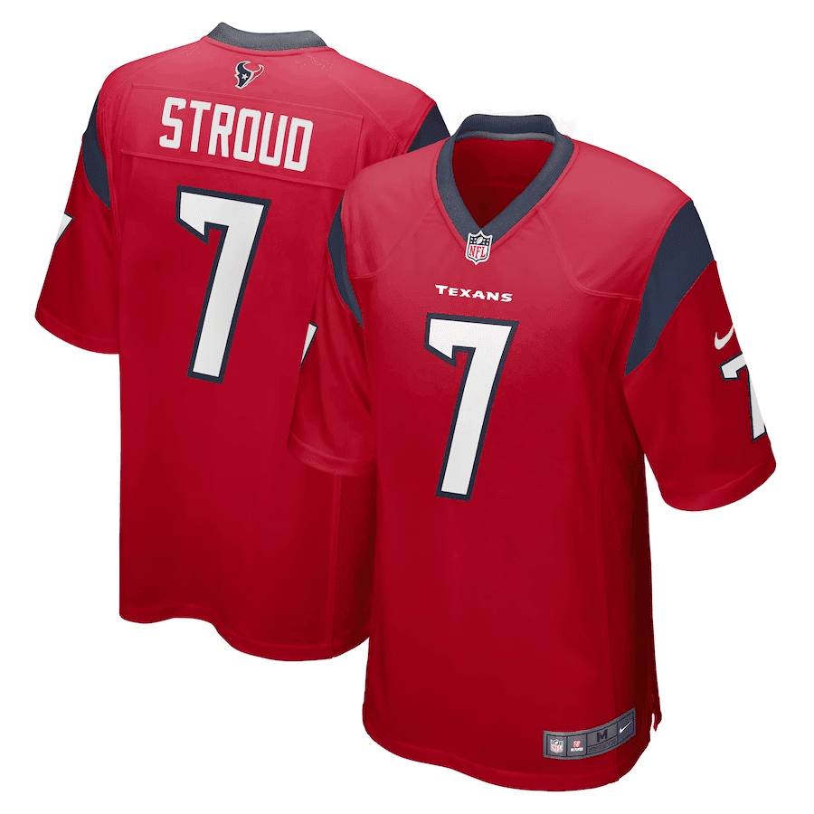 CJ Stroud Houston Texans Draft First Round Pick Game Red Jersey - All Stitched 