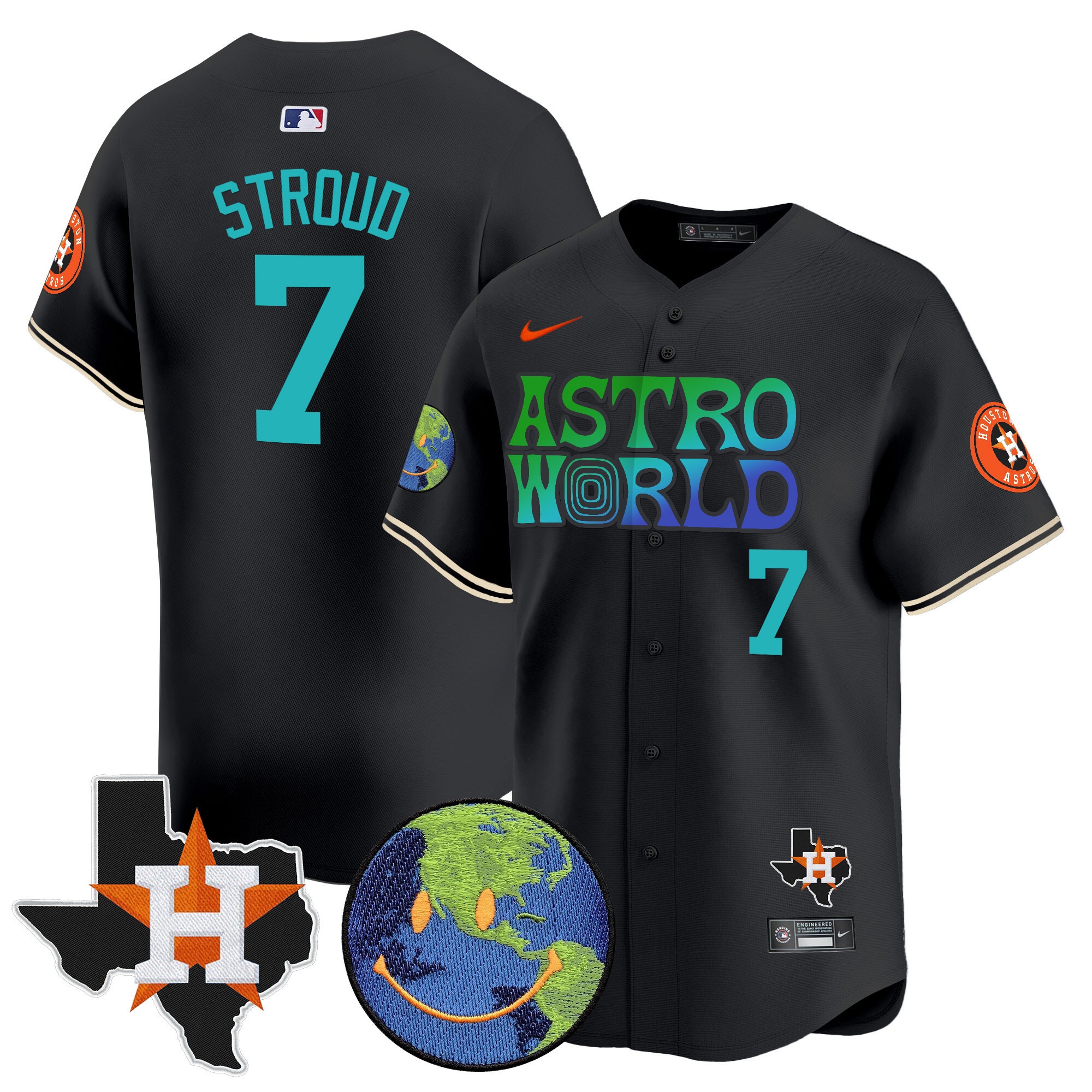 CJ Stroud Men's Houston Astros Cactus Jack Astro World Vapor Premier Limited Black Jersey - All Stitched