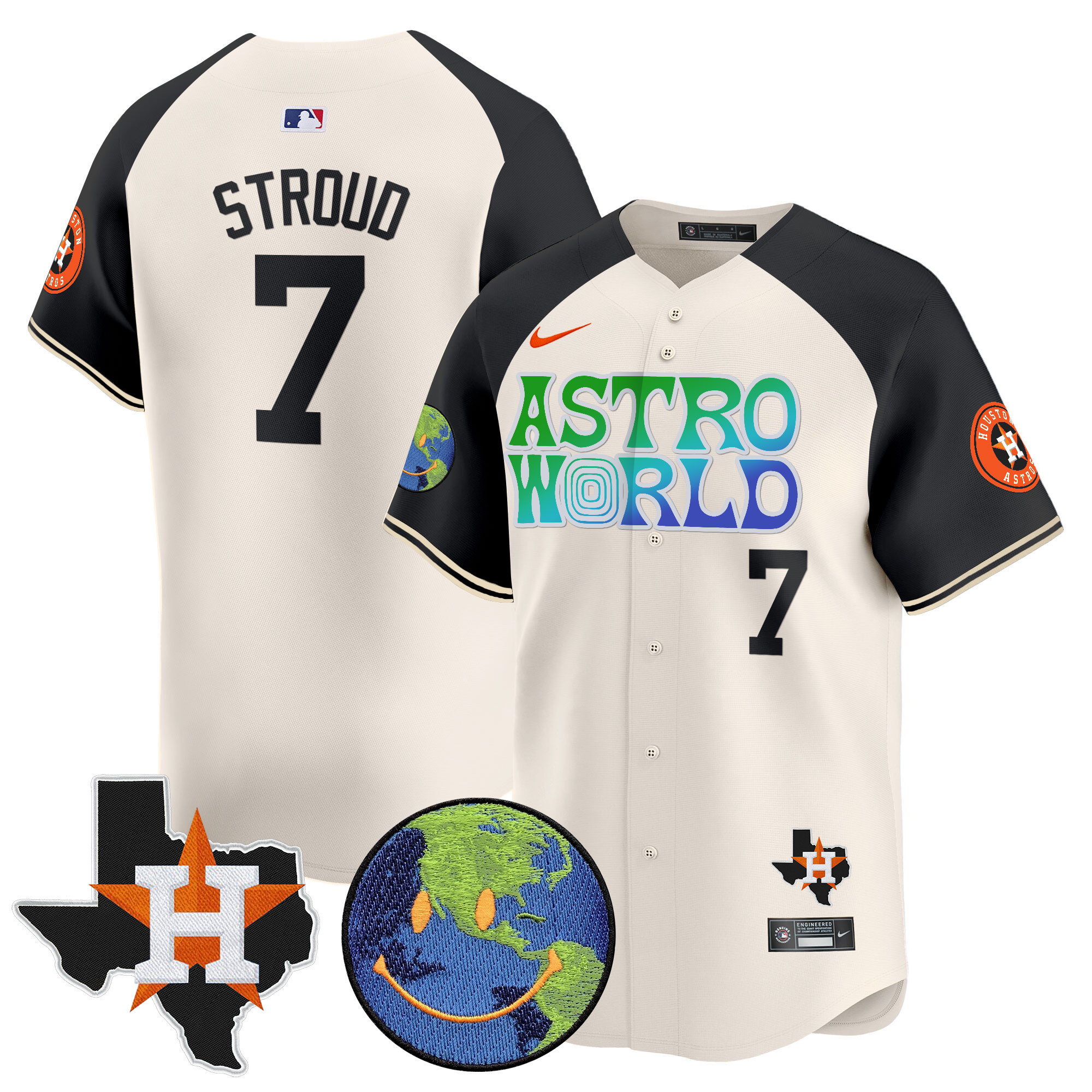 CJ Stroud Men's Houston Astros Cactus Jack Astro World Vapor Premier Limited Cream Alternate Jersey - All Stitched