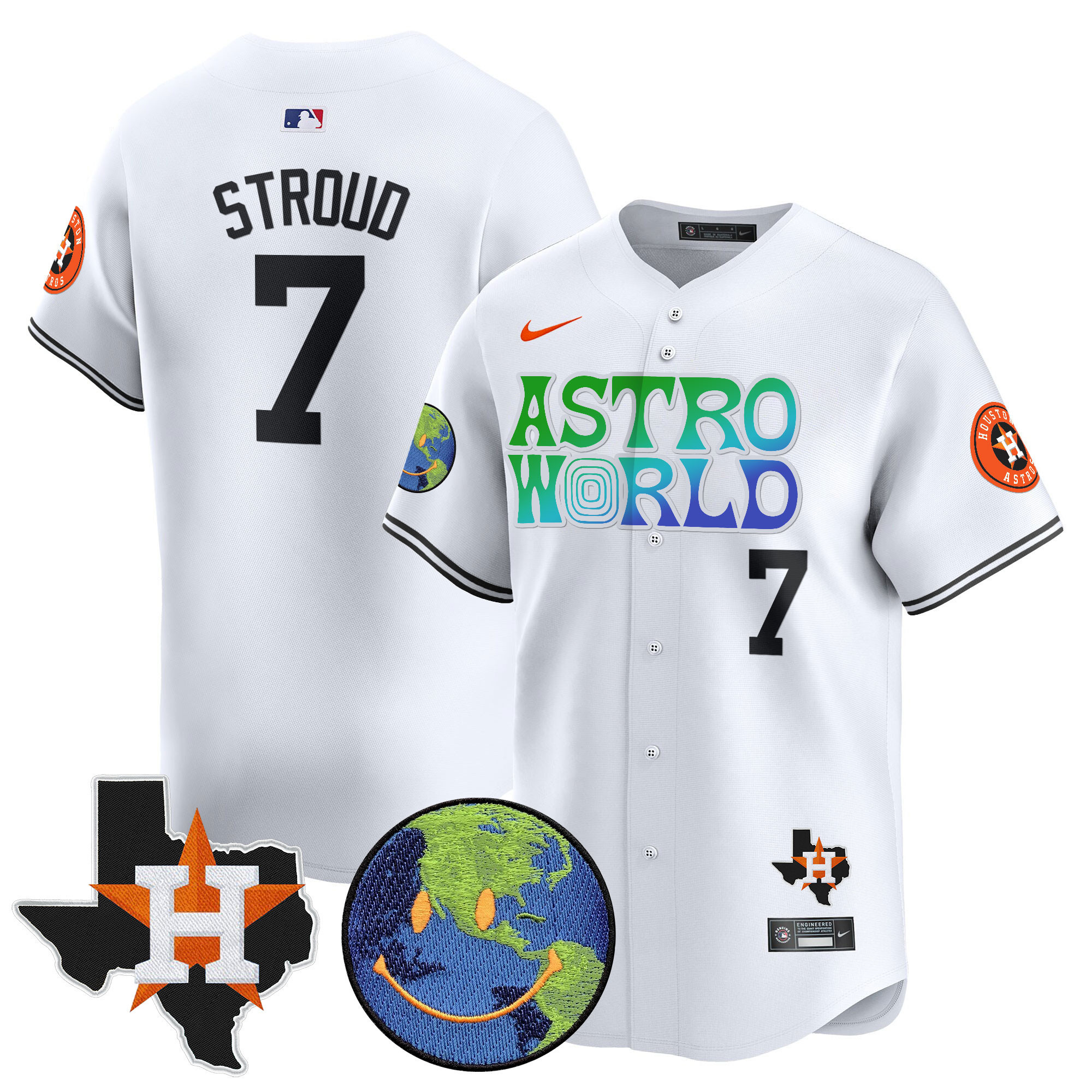 CJ Stroud Men's Houston Astros Cactus Jack Astro World Vapor Premier Limited White Jersey - All Stitched